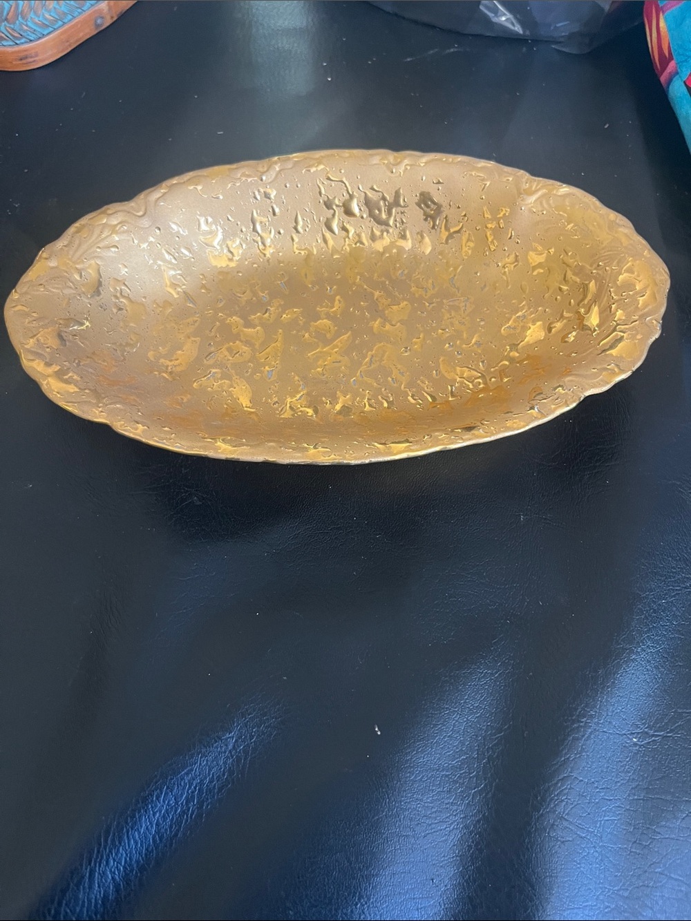 Gold Textured Decorative Oval Bowl - Home Accents Dixon Art Studio
